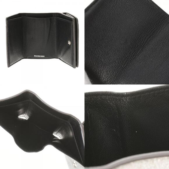 BALENCIAGA Wallet Compact Silver Calfskin Leather Tri fold - Picture 11 of 12